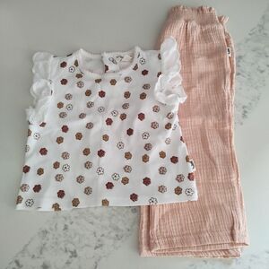 NEVER WORN Baby Bear Organic 18 Month Floral Top + Pink Pants